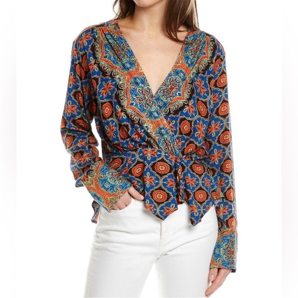 Free People Falling For You Floral Wrap Top Large - Picture 3 of 13